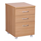 thumbnail of Moderner Büro Rollcontainer in Buche, 60 cm, mit 3 Schubladen, elegante Aluminiumgriffe, praktische Rollen für leichte Beweglichkeit | Kadima Design