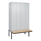 thumbnail of C+P Doppel-Spind Classic PLUS, schwebender Sitzbank aus Buche 4 Abteile, HxBxT 212x120x82cm, Zylinderschloss, Hellgrau/Hellgrau von PROREGAL