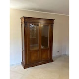 thumbnail of shopinnovativo -Vetrina 2 ante 4 ripiani arte povera in legno massello e mdf con rifinitura noce Bassano intarsiato 155x48x210 H