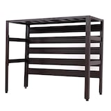 thumbnail of Cubierta de aluminio para aire acondicionado/bomba de calor HWC-K59, cubierta de rejilla protectora estante para plantas, metal 74x98x38cm ~ marrón