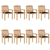 thumbnail of vidaXL Stapelbare Gartenstühle mit Kissen 8 Stk. Massivholz Teak