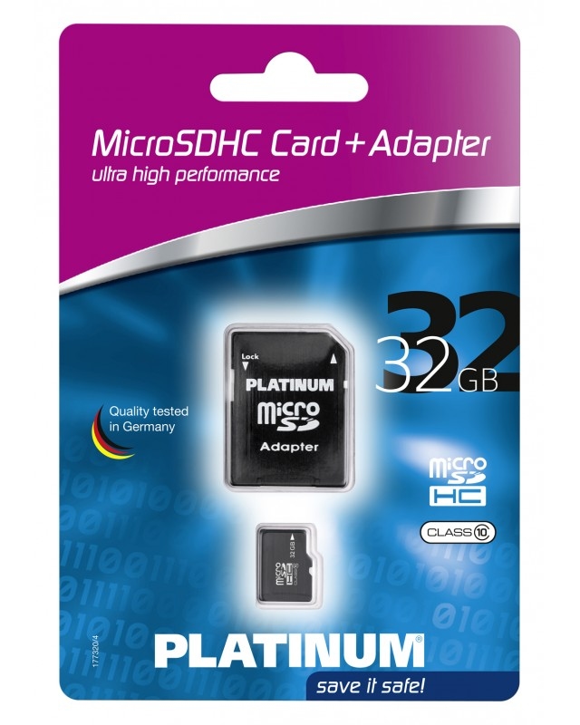 BestMedia Platinum Flash-Speicherkarte microSDHC/SD-Adapter inbegriffen 32 GB Class 10 microSDHC