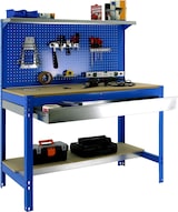 thumbnail of SimonRack Banco de Trabajo Taller, 910x610 mm, Panel Perforado y Cajón, Capacidad Carga 400 kg, Azul - BT-3