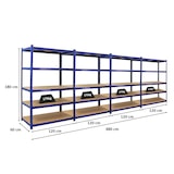 thumbnail of PROREGAL Mega Deal | 4x Schwerlastregal TAURUS | HxBxT 180x120x60 cm | Fachlast 175kg | Blau | Stecksystem Lagerregal Regalsystem 4 Stk.