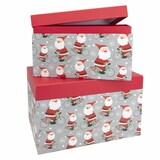 thumbnail of 2 Geschenkboxen Santa auf Fahrrad Weihnachten 21,5x12x16cm/25x14x19cm Geschenkverpackung
