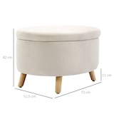 thumbnail of Otomana Puff Tapizado en Terciopelo Taburete de Almacenaje Elíptico con Tapa Extraíble y Patas de Madera para Dormitorio Salón Pasillo 71x51,5x42 cm