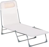 thumbnail of Tumbona Plegable y Reclinable con Reposacabezas y Respaldo Ajustable Crema