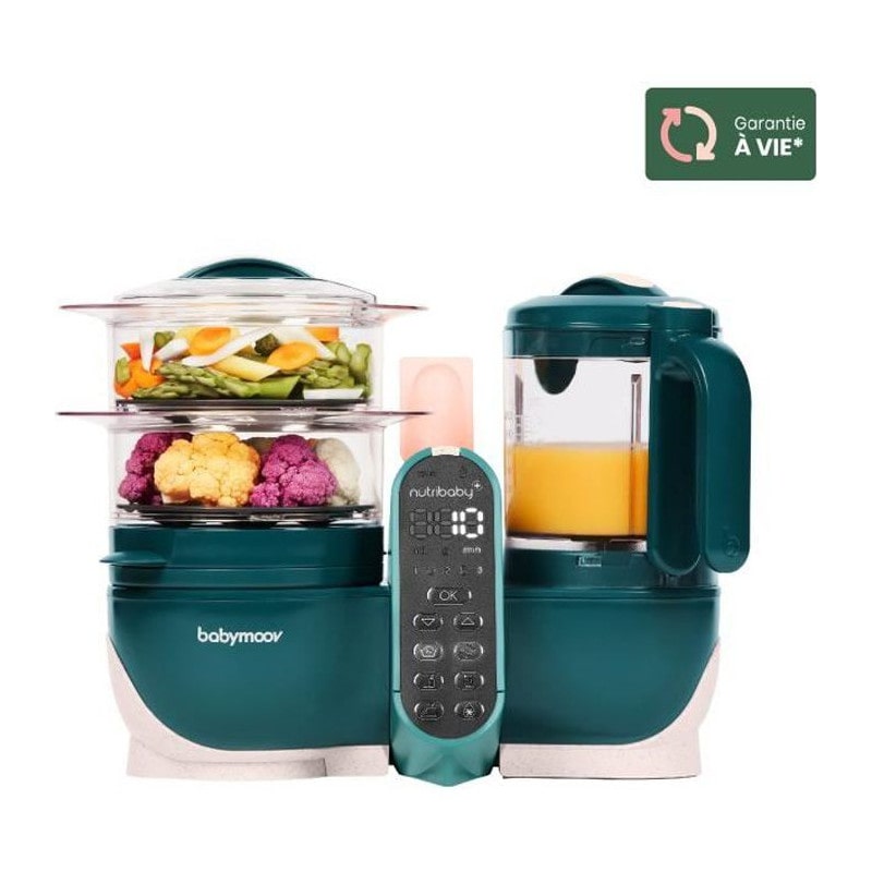 Babymoov Nutribaby+ - Robot Multifonctions 6 En 1 - Cuiseur-vapeur/mixeur, Opal Green