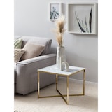 thumbnail of SalesFever Beistelltisch quadratisch | Glasplatte foliert in Marmor-Optik | Gestell Metall | B 50 x T 50 x H 42 cm | weiß-gold
