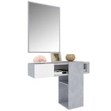 thumbnail of Mobile Danzica Mobiletto da Ingresso Mensola Sospesa con Specchio E Ripiani Scorrevole Arredo Arredamento Sala 100 x 31.5 x 75 cm Bianco e Cemento