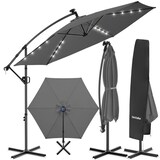 thumbnail of tectake Artemis parasol met zonne-energie LED - 3x3m licht grijs - Sterke UV-bescherming & waterafstotende stof