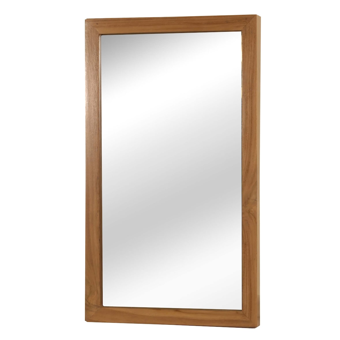 Teak wandspiegel HWC-M75, badkamerspiegel, houten lijst, B-kwaliteit teakhout van hoge kwaliteit (kernhout, 20-30 jaar), 71x40cm