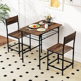 thumbnail of COSTWAY Mesa de Comedor con 2 Sillas, Juego de Comedor de 3 Piezas de Madera con Compartimento de Almacenamiento y Marco Metálico