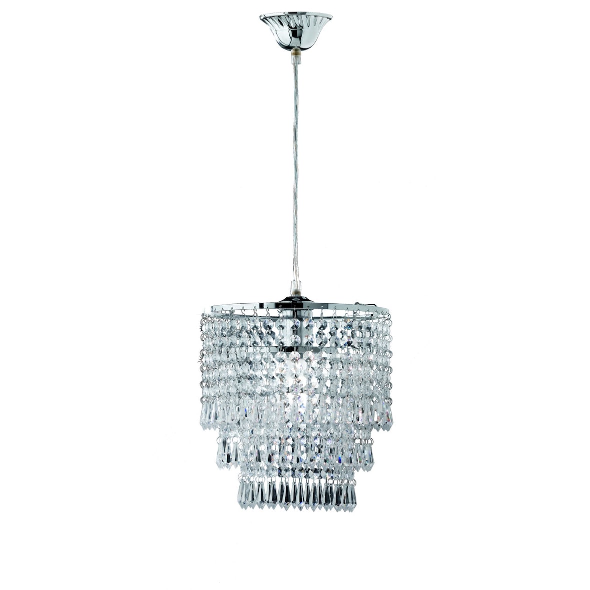 Reality|Luminária pendente trio, D=25cm, H=35cm ~ cromado/claro