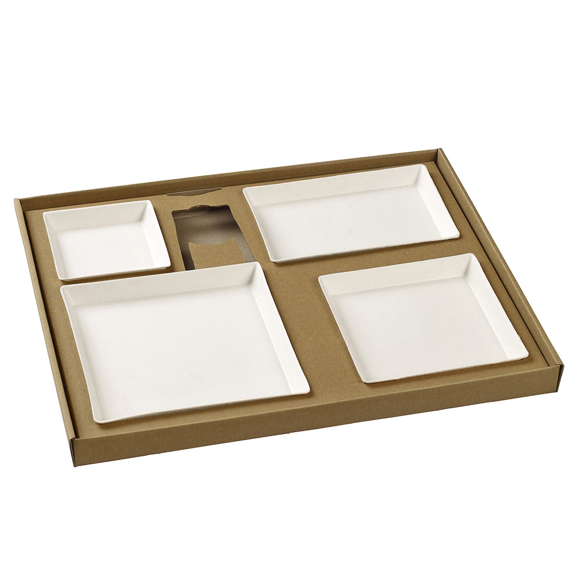 SOLIA Kit plateau-repas Ecokraft vaisselle Quartz blanche laminée + couvercle  - KC10490 - par 30 pièces