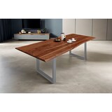 thumbnail of Esstisch Baumkante massiv Akazie nussbaum 260 x 100 silber MILO