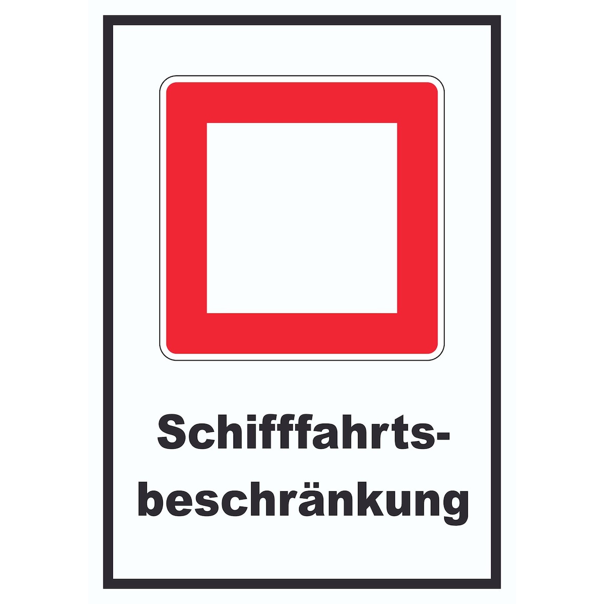 Schifffahrts­beschränkungen Schild mit Symbol und Text A1 (594x841mm)