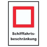 thumbnail of Schifffahrts­beschränkungen Schild mit Symbol und Text A1 (594x841mm)