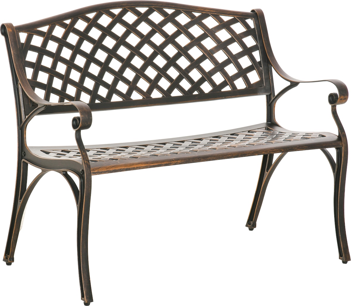 Outsunny Banco de Jardín de 2 Plazas de Aluminio Fundido 103x62x83 cm Bronce