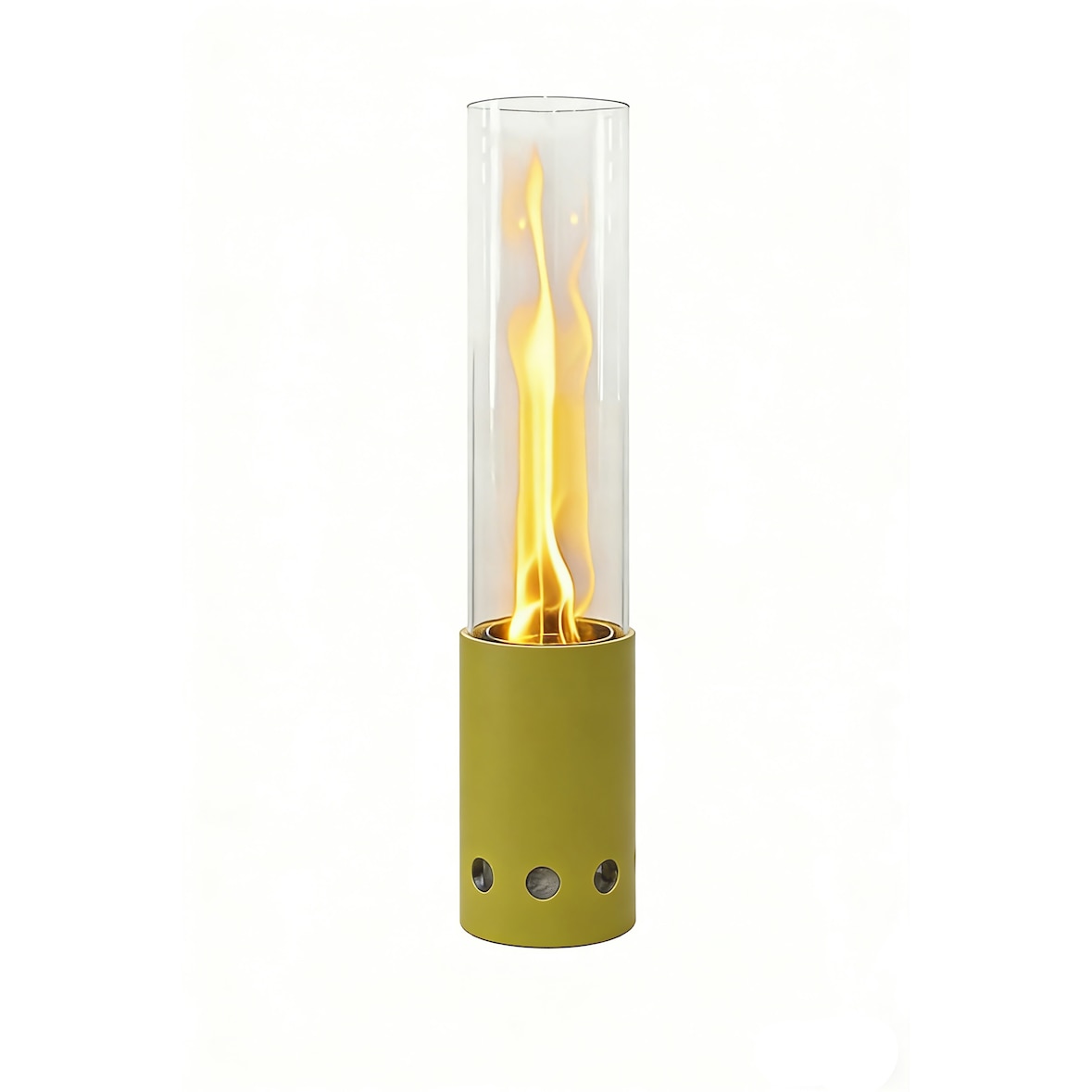 Tischkamin Green Flame Pellet BPH-G – Stahl/Glas, ø 10,8 cm x 50,15 cm – Olivgrün