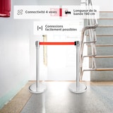 thumbnail of 2x Colonnina segnapercorso con nastro retrattile rosso Barriere retrattili