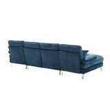 thumbnail of Merax U-Form Sofa, großes Chenille-Sektionssofa für 4-6 Personen, inklusive Rückenkissen und Wurfkissen, Blau