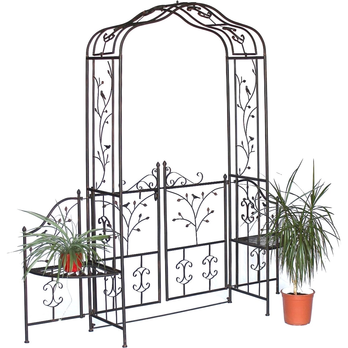 DanDiBo Rosenbogen mit Tür Metall 18602 Torbogen Gartentor Eisen Rankhilfe Rankgitter Rundbogen Tor