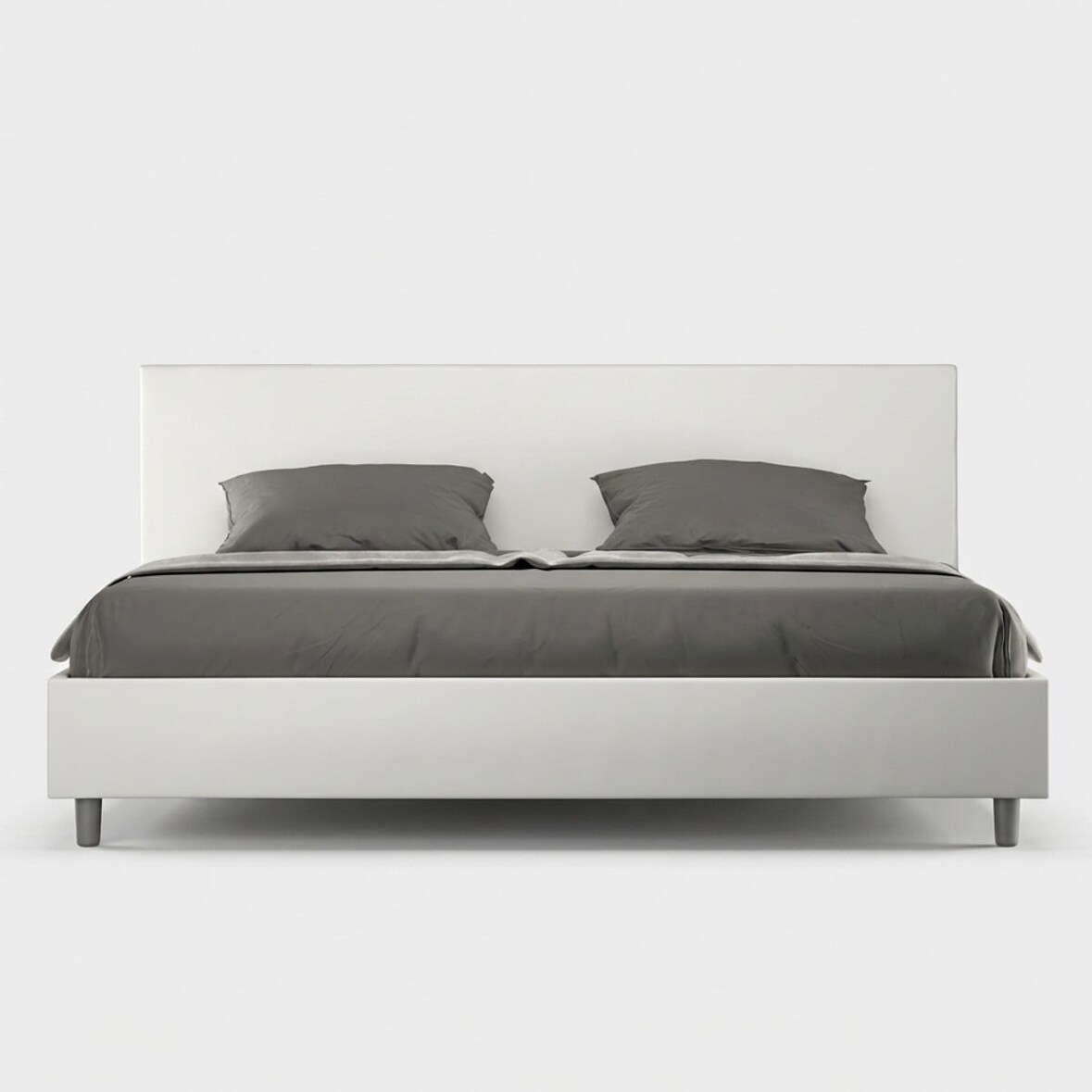 Cama con somier acolchada 180x200 cuero sintético blanco Adele