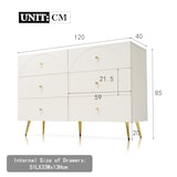 thumbnail of Merax Sideboard, Kommode mit 6 Schubladen, Weiß Sideboard Highboard, Creme-Weiß -H85/B120/T40 cm