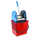 thumbnail of Hypafol Reinigungswagen 4x 5 Liter + 2x 18 Liter Eimer | Profi Putzwagen mit stabiler Mopp-Presse & Halterung für Besen & Lappen | 100l Leinentasche