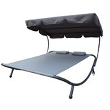 thumbnail of XXL Doppelsonnenliege mit Dach Kopfkissen Gartenliege Relaxliege Sonnenliege Steingrau : Steingrau