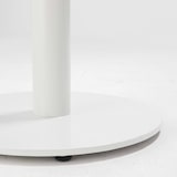 thumbnail of Table haute ronde 60 cm pied blanc et revêtement bois foncé
