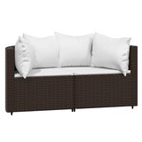 thumbnail of vidaXL Garten-Ecksofas mit Kissen 2 Stk. Braun Poly Rattan
