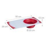 thumbnail of Relaxdays Schneidebrett mit Sieb, Kunststoff, 50 x 29 cm, Küchenbrett, faltbare Auffangschale, Schnittbrett, weiß/rot