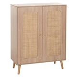 thumbnail of Highboard HWC-M38, Kommode Schrank Sideboard, Staufächer, Kubu Rattan Holz 106x80x41cm ~ Eiche-Optik
