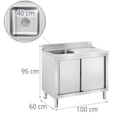 thumbnail of Royal Catering - Royal Catering RC-IKS11 Plonge En Inox Professionnelle Sur Meuble Bas Armoire Placard Avec Évier Acier Inoxydable (1 bac : 400 x