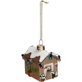 thumbnail of Christbaumschmuck Glas 5,9cm Winterhütte Figur Handbemalt & mit Glitzer Weihnachtsbaum Anhänger Weihnachten Weihnachtsbaumschmuck Dorf Hütte Hellbraun