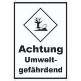 thumbnail of Schild Kenn­zeichen Umwelt­gefähr­dend Fisch Wasser Baum hochkant A3 Rückseite selbstklebend