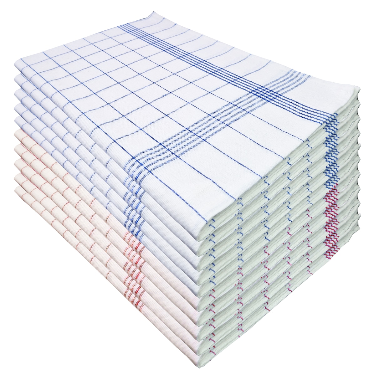 5 Blau + 5 Rot Geschirrtücher, 10er Pack, 50x70cm, 100% Baumwolle