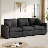 thumbnail of Dreisitzer-Sofa 242×80×88 mit Klapptisch USB-Anschluss Getränkehalter Stauraum Loungebett Couch Wohnzimmer – Grau