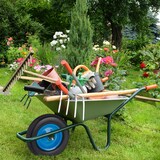 thumbnail of Relaxdays Schubkarrenrad 4.80 4.00-8, Vollgummirreifen mit Achse, pannensicheres Ersatzrad mit Stahlfelge, schwarz/blau