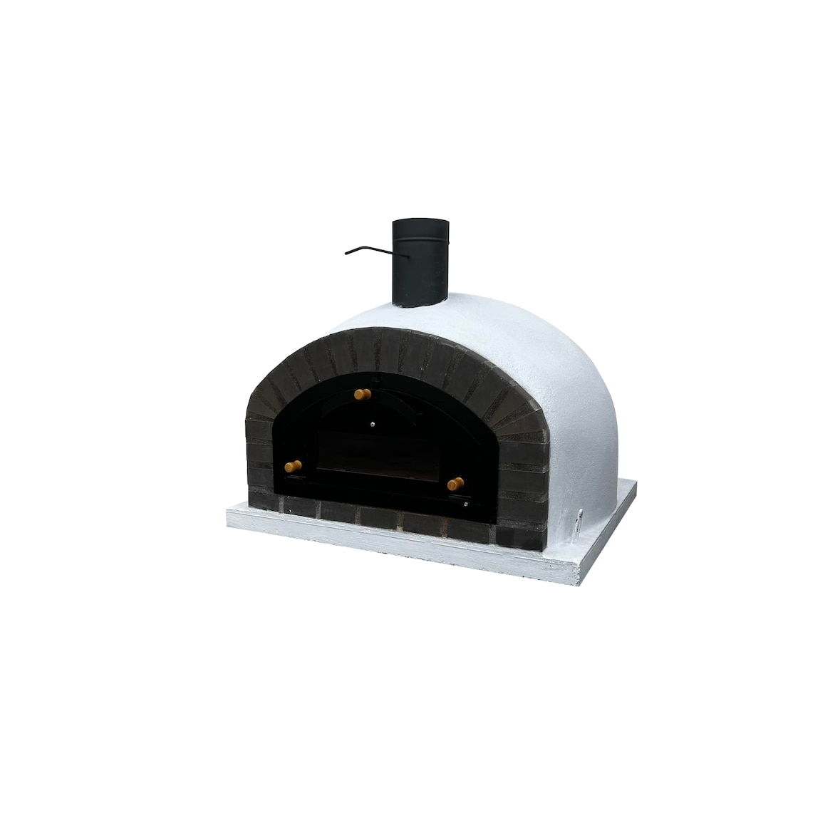Forno de 100cm em cimento, com tijolo cinza, com porta em ferro com vidro - ARTICIMENTOS