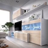 thumbnail of Dmora Parete attrezzata Adams, Set da soggiorno modulare ad angolo, Mobile salotto multiposizione con luce LED, 260x41h180 cm, Rovere e Bianco