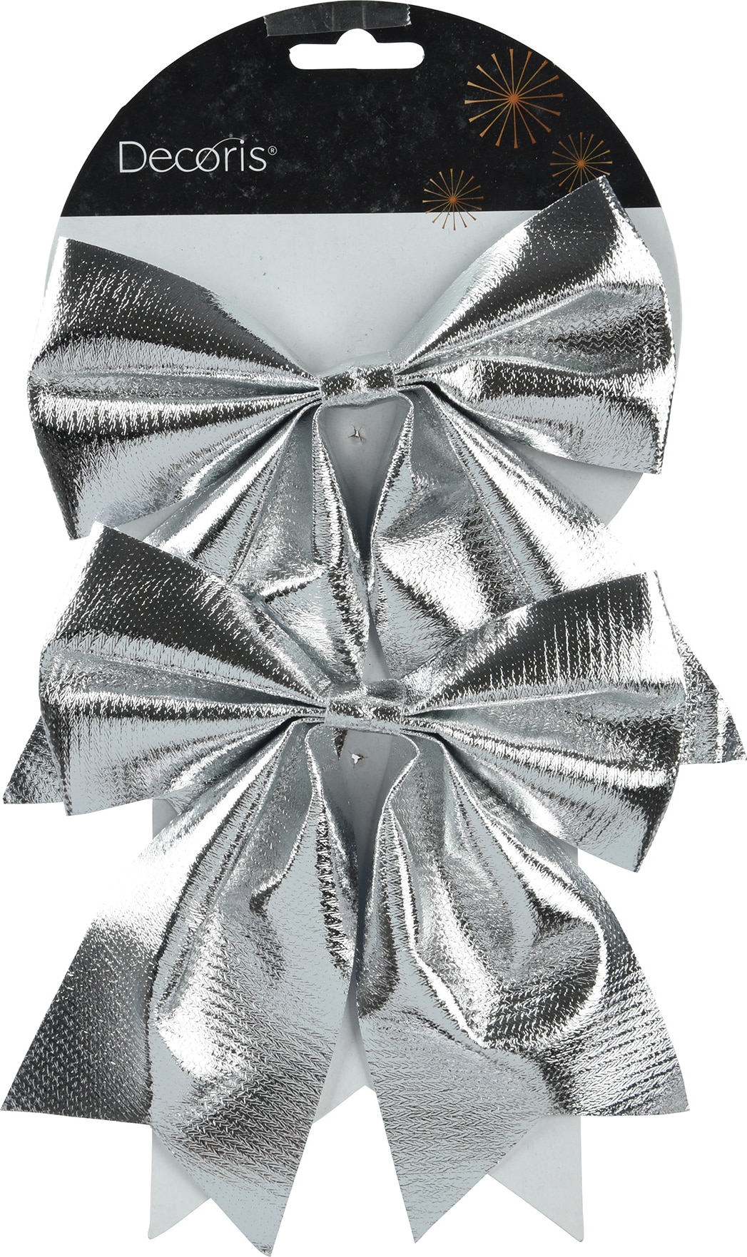 Schleifen 17cm 2er Set Geschenkschleifen Weihnachtsschleifen Dekoschleifen festliche Dekoration Weihnachten Hochzeit silber metallic