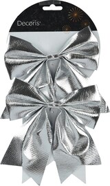 thumbnail of Schleifen 17cm 2er Set Geschenkschleifen Weihnachtsschleifen Dekoschleifen festliche Dekoration Weihnachten Hochzeit silber metallic