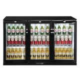 thumbnail of Botellero expositor trasbarra, 3 puertas abatibles, chapa/aluminio/cristal, 85 x 135 x 52 cm, 280W, refrigeración por aire, 320L, negro, Polar GL014