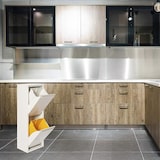 thumbnail of WellHome - Metalen vuilnis- en recyclebak met 2 compartimenten van 34L (2x17L), kleur Matwit - 33,5x25x92cm
