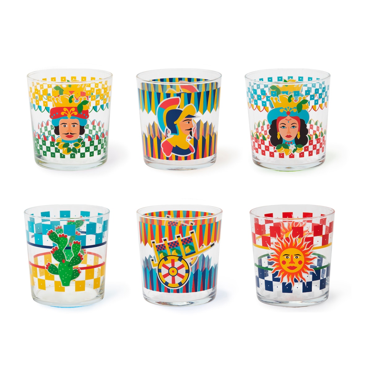 Excelsa set 6 bicchieri Sicilian Rhapsody vetro 35 cl multicolor