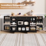 thumbnail of Sideboard 138x40x85 cm mit Schublade, Doppeltürfach und verstellbaren Einlegeböden, kippsicher und geräuscharm, Modernes Eurodesign Schwarz