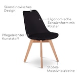 thumbnail of Esszimmerstuhl 2er-Set, Beine Holz, gepolstert, Küchenstuhl im Set mit Retro-Design, Belastbarkeit 110 kg, Schwarz, Raburg Nilo